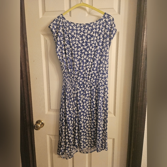 Anthropologie Leifnotes Blue and White Print Dress Large - Picture 3 of 8